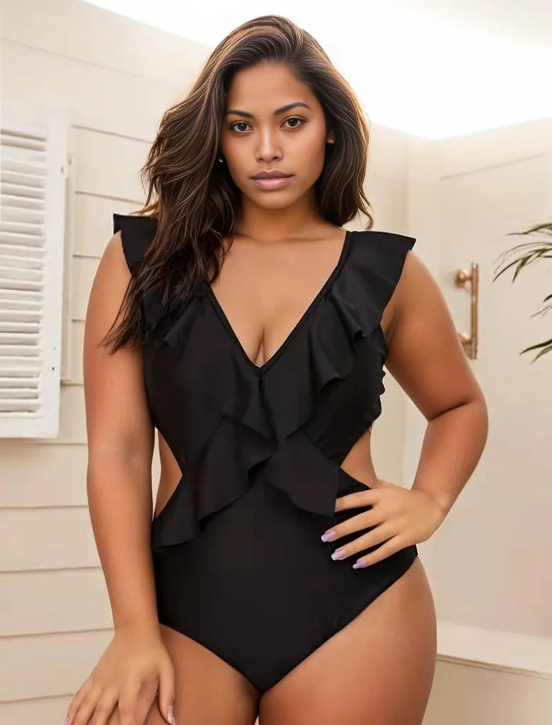 Serena's  Ruffled Large Backless Swimsuit