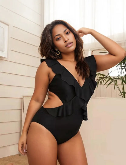 Serena's  Ruffled Large Backless Swimsuit