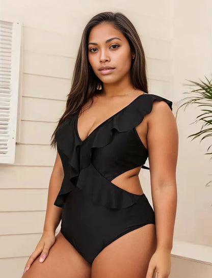 Serena's  Ruffled Large Backless Swimsuit