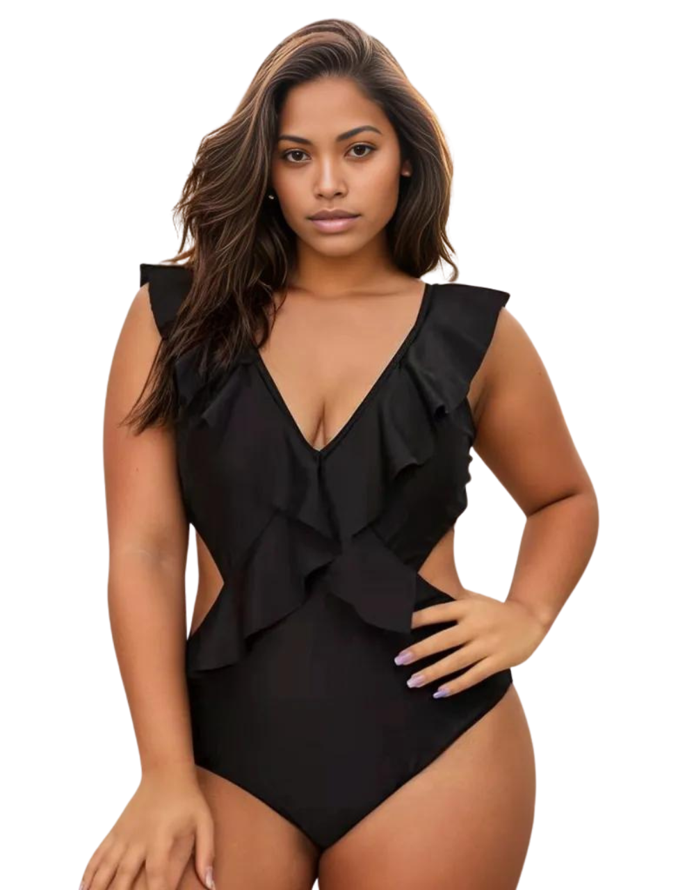 Serena's  Ruffled Large Backless Swimsuit